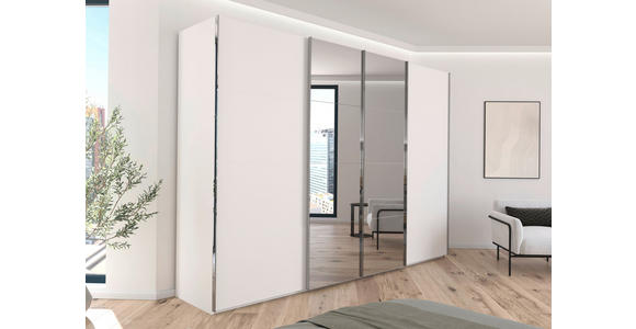 SCHWEBETÜRENSCHRANK  in Weiß  - Chromfarben/Weiß, Design, Holzwerkstoff/Metall (316/235/68cm) - Novel