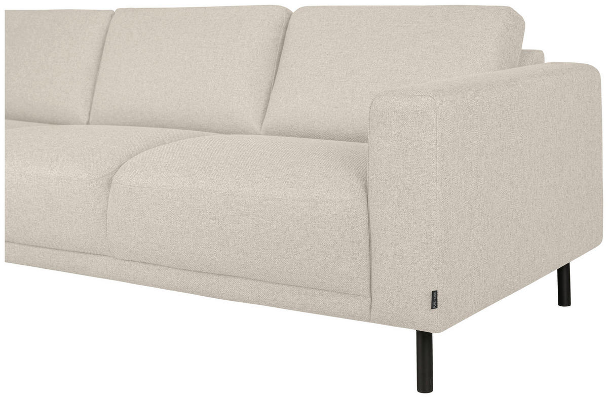 SOFFA i flatväv beige  - beige/svart, Design, metall/trä (238/78/142cm) - Pure Home Comfort