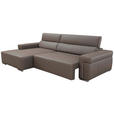 ECKSOFA DUA in Echtleder Grau  170/293 cm  - Chromfarben/Grau, Design, Leder/Metall (170/293cm) - Novel