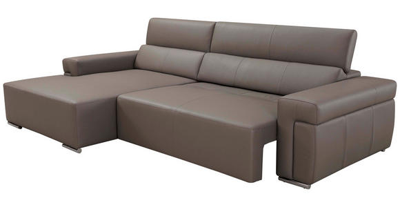 ECKSOFA DUA in Echtleder Grau  170/293 cm  - Chromfarben/Grau, Design, Leder/Metall (170/293cm) - Novel