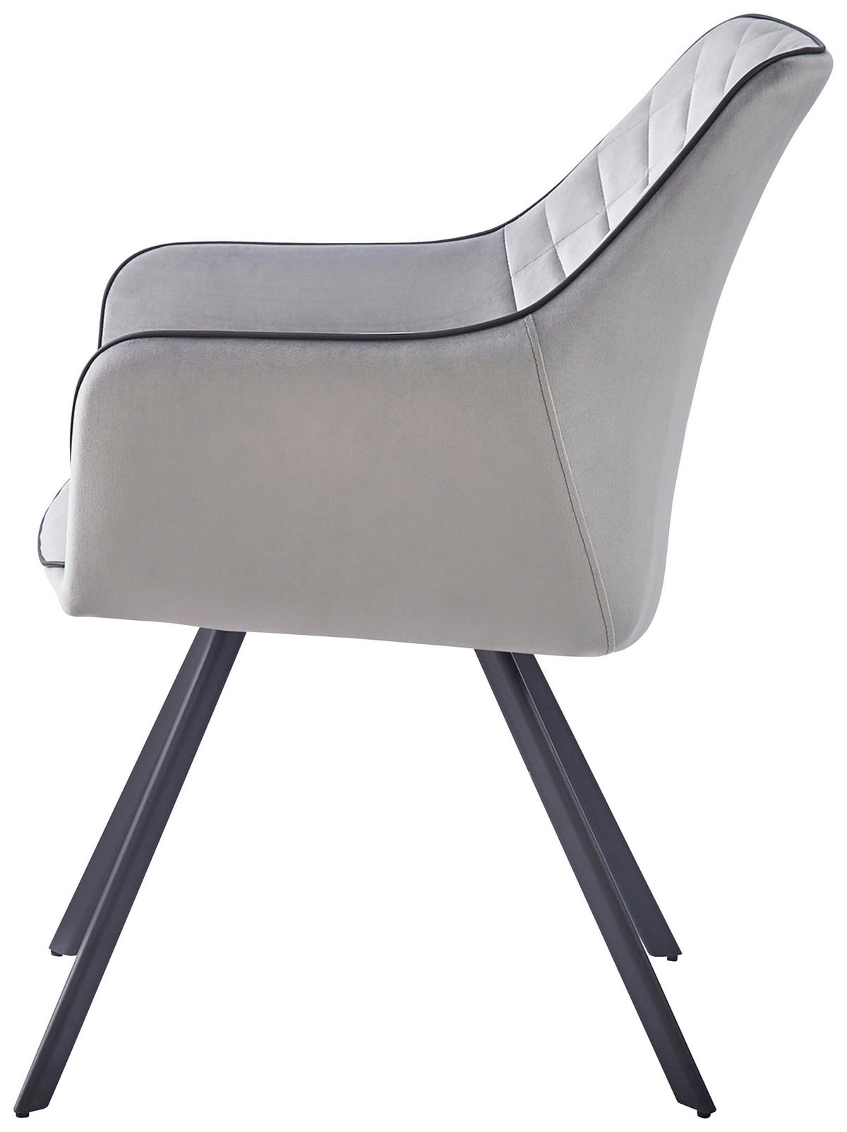 ARMLEHNSTUHL  in Samt  - Grau, MODERN, Textil/Metall (58/85/64,5cm) - Kayoom