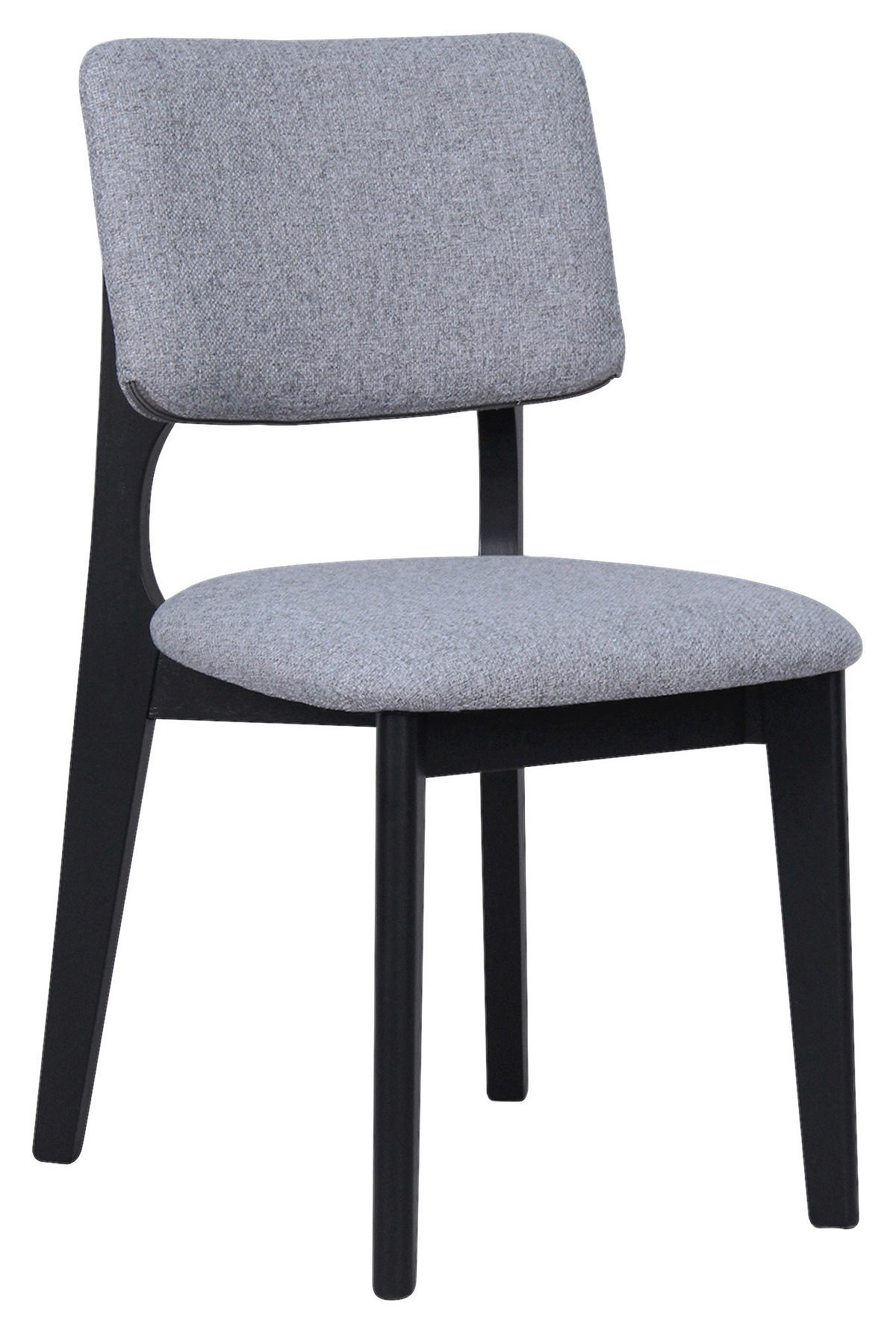 STUHL-SET Webstoff Grau, Schwarz Kautschukholz massiv  - Schwarz/Grau, MODERN, Holz/Textil (48/87/54cm) - MID.YOU