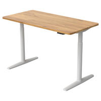 Birou, 140/70/71-116 cm, metal, plastic, material pe bază de lemn - alb/culoare lemn stejar, Konventionell, plastic/metal (140/70/71-116cm) - Xora