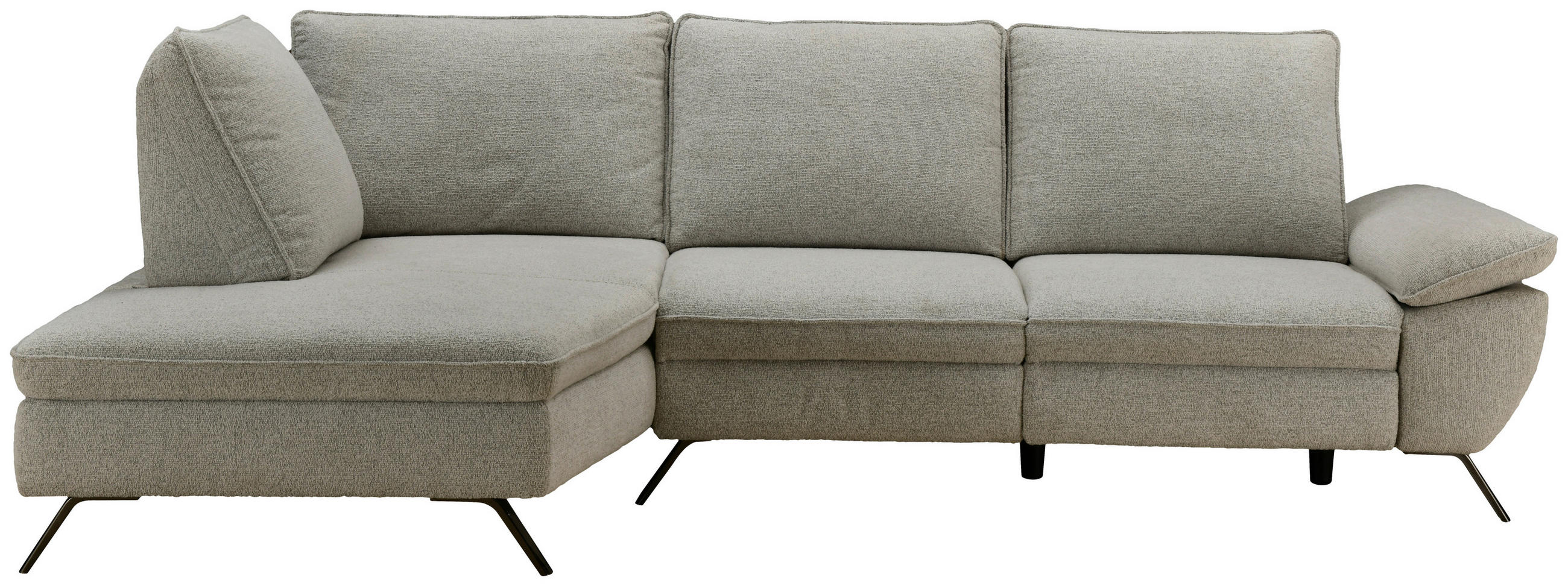 ECKSOFA Beige Webstoff  - Beige/Schwarz, MODERN, Textil/Metall (161/290cm) - Livetastic