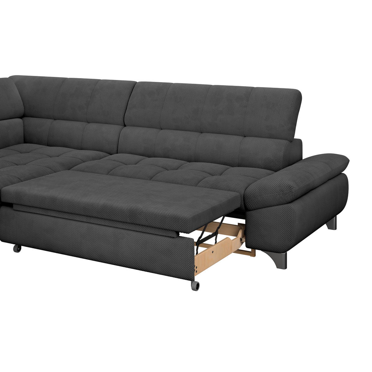 ECKSOFA Anthrazit Chenille  - Chromfarben/Anthrazit, KONVENTIONELL, Textil/Metall (234/312cm) - Livetastic