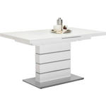 ESSTISCH in Metall, Glas, Holzwerkstoff 140-175/85/76 cm   - Edelstahlfarben/Weiß, Design, Glas/Holzwerkstoff (140-175/85/76cm) - Novel