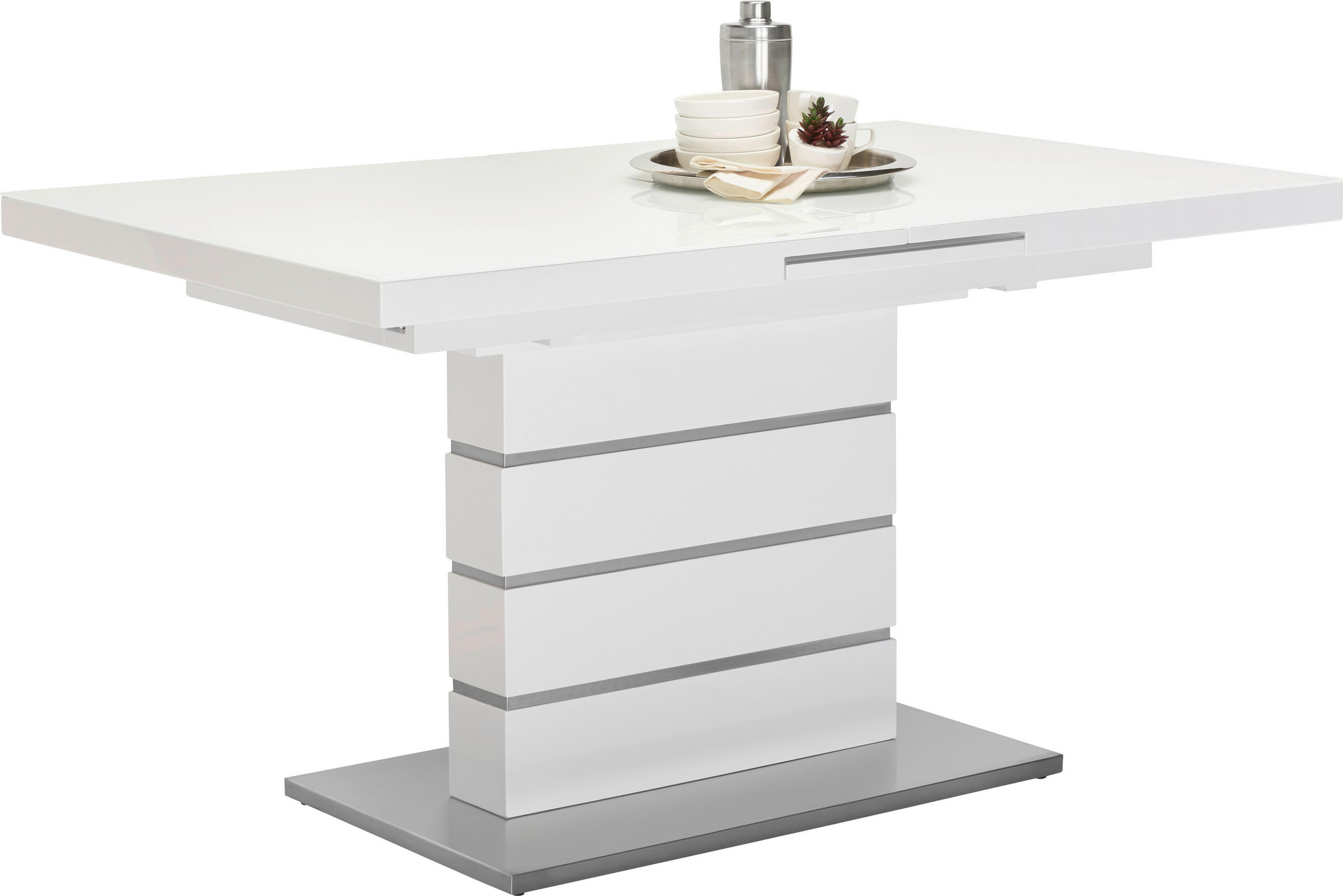 Novel JÍDELNÍ STŮL, bílá, barvy nerez oceli, 140-175/85/76 cm