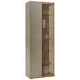 VITRINE in vollmassiv Kerneiche Eichefarben, Titanfarben - Edelstahlfarben/Eichefarben, Natur, Glas/Holz (72/207/39cm) - Valnatura