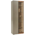 VITRINE  in vollmassiv Kerneiche Eichefarben, Titanfarben - Edelstahlfarben/Eichefarben, Natur, Glas/Holz (72/207/39cm) - Valnatura