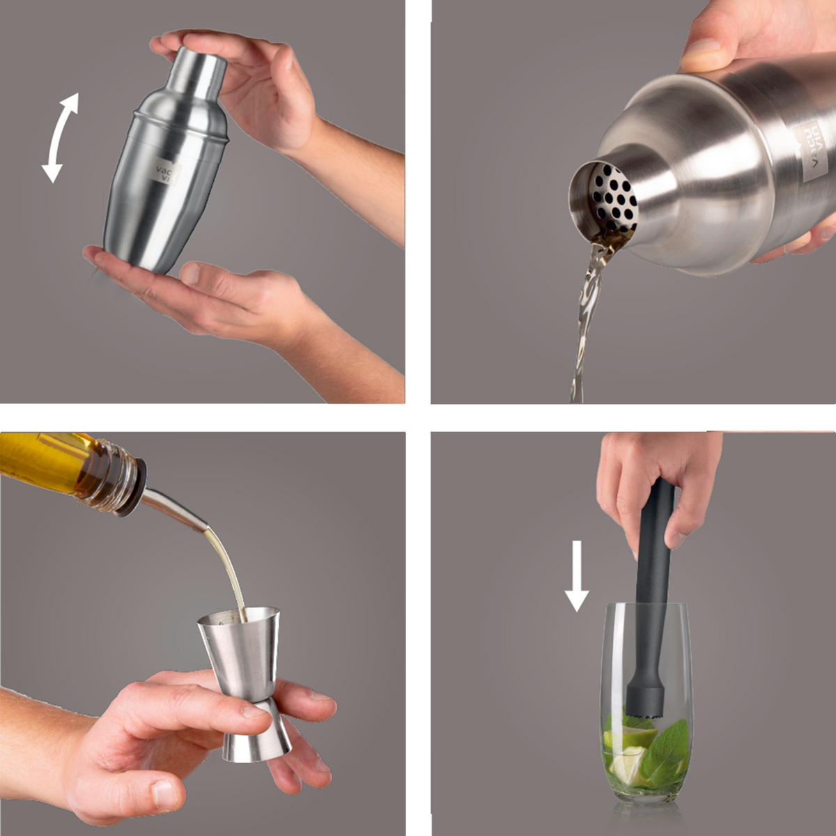 COCKTAIL-SET - Edelstahlfarben, Basics, Metall (9.20/9.20/21.20cm) - Vacu Vin