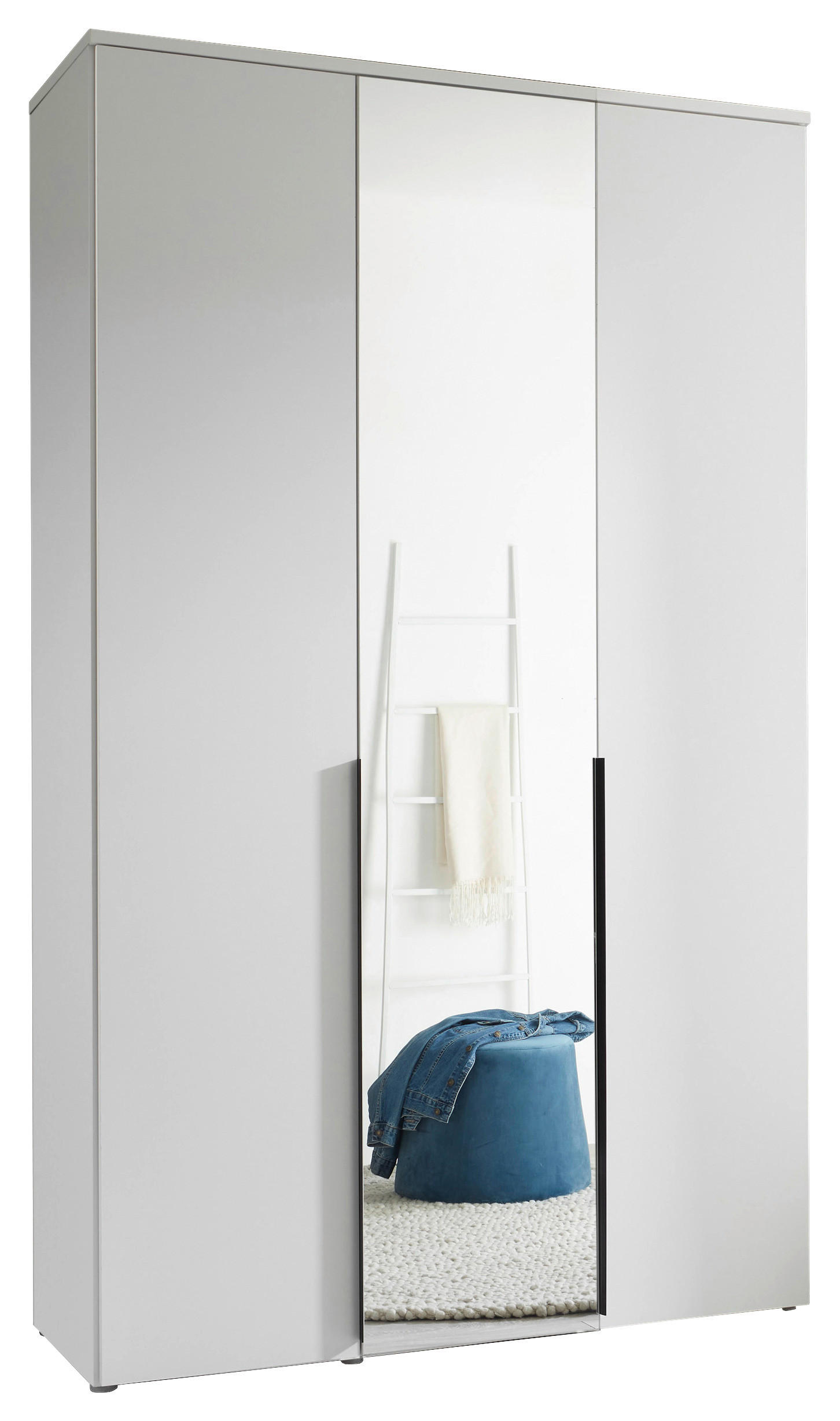 DREHTÜRENSCHRANK Weiss  - Weiss/Schwarz, Modern, Glas/Holzwerkstoff (135/225/52cm) - Carryhome