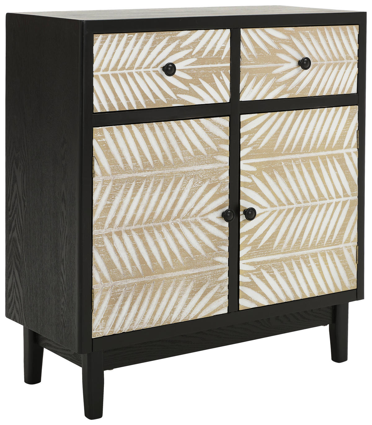 KOMMODE  in 80/85/35 cm  - Schwarz/Naturfarben, KONVENTIONELL, Holz/Holzwerkstoff (80/85/35cm) - Livetastic