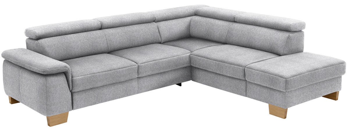 ECKSOFA  in Mikrofaser Hellgrau  273/226 cm  - Eichefarben/Beige, Natur, Holz/Textil (273/226cm) - Beldomo System