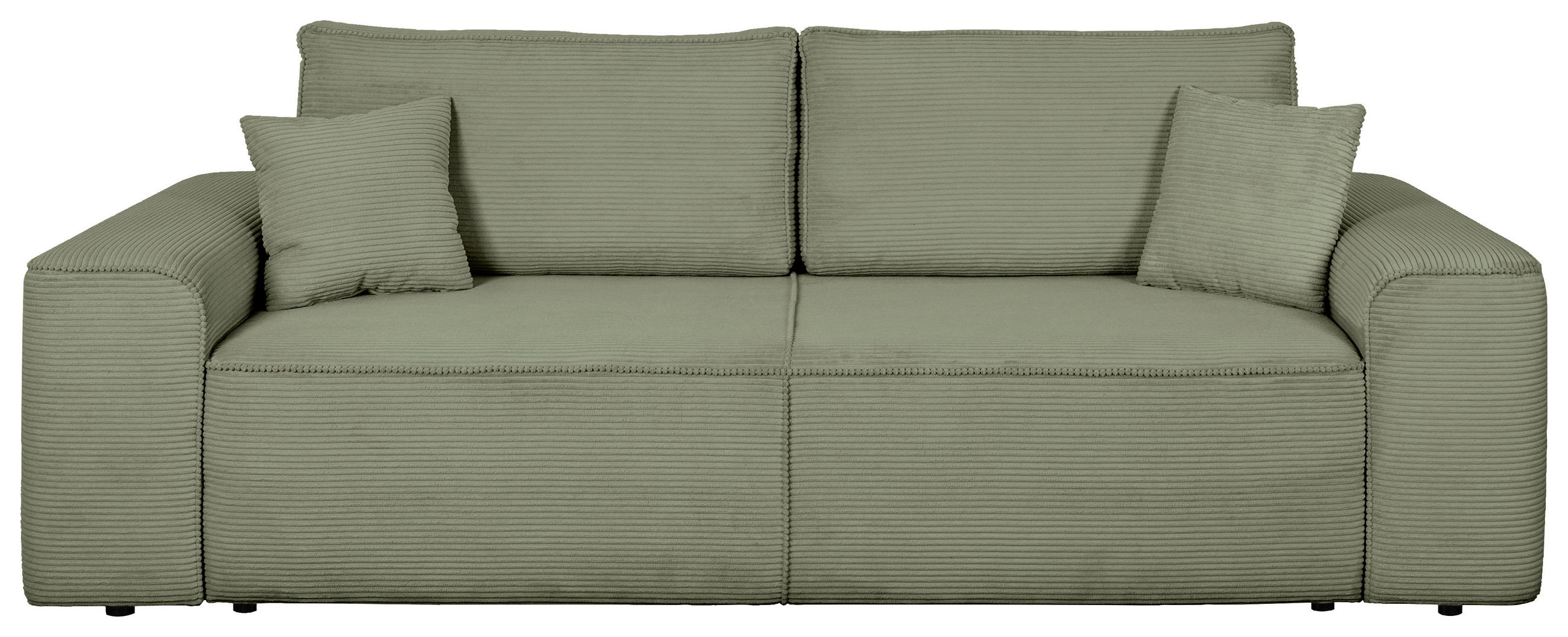 SCHLAFSOFA  mit Rücken echt, Armteil links, Armteil rechts Cord Salbeigrün  - Salbeigrün/Schwarz, Design, Kunststoff/Textil (261/95/108cm) - Xora