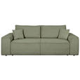 SCHLAFSOFA  mit Rücken echt, Armteil links, Armteil rechts Cord Salbeigrün  - Salbeigrün/Schwarz, Design, Kunststoff/Textil (261/95/108cm) - Xora