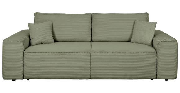 SCHLAFSOFA  mit Rücken echt, Armteil links, Armteil rechts Cord Salbeigrün  - Salbeigrün/Schwarz, Design, Kunststoff/Textil (261/95/108cm) - Xora