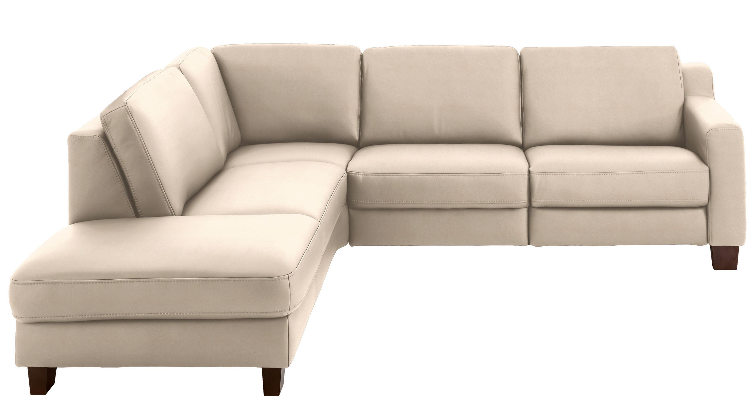 ECKSOFA in Echtleder Beige  - Eichefarben/Beige, Design, Leder/Holz (235/259cm) - Valdera