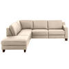 ECKSOFA in Echtleder Beige  - Eichefarben/Beige, Design, Leder/Holz (235/259cm) - Valdera