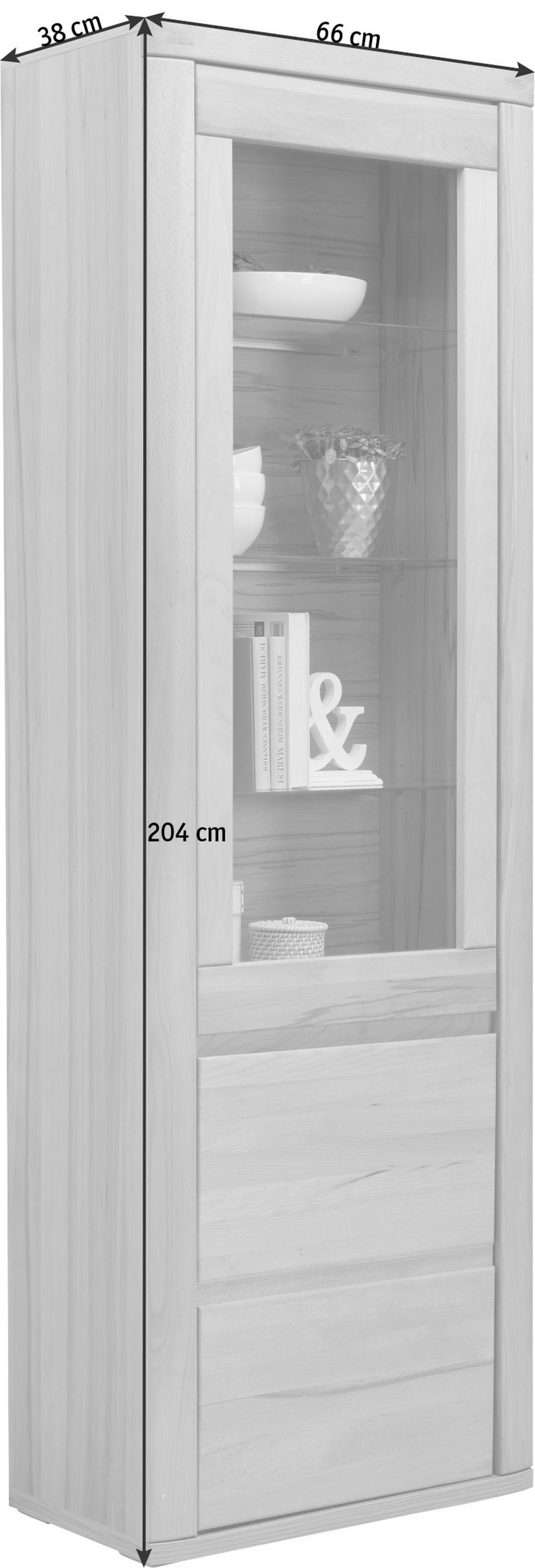 VITRINE Stockholm Kernbuche  66/204/38 cm  - Kernbuche/Grau, Konventionell, Glas/Holz (66/204/38cm) - Voleo
