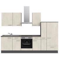 KÜCHENBLOCK 300 cm   in Weiß, Schieferfarben  - Schieferfarben/Edelstahlfarben, MODERN, Holzwerkstoff/Metall (300cm) - Nobilia