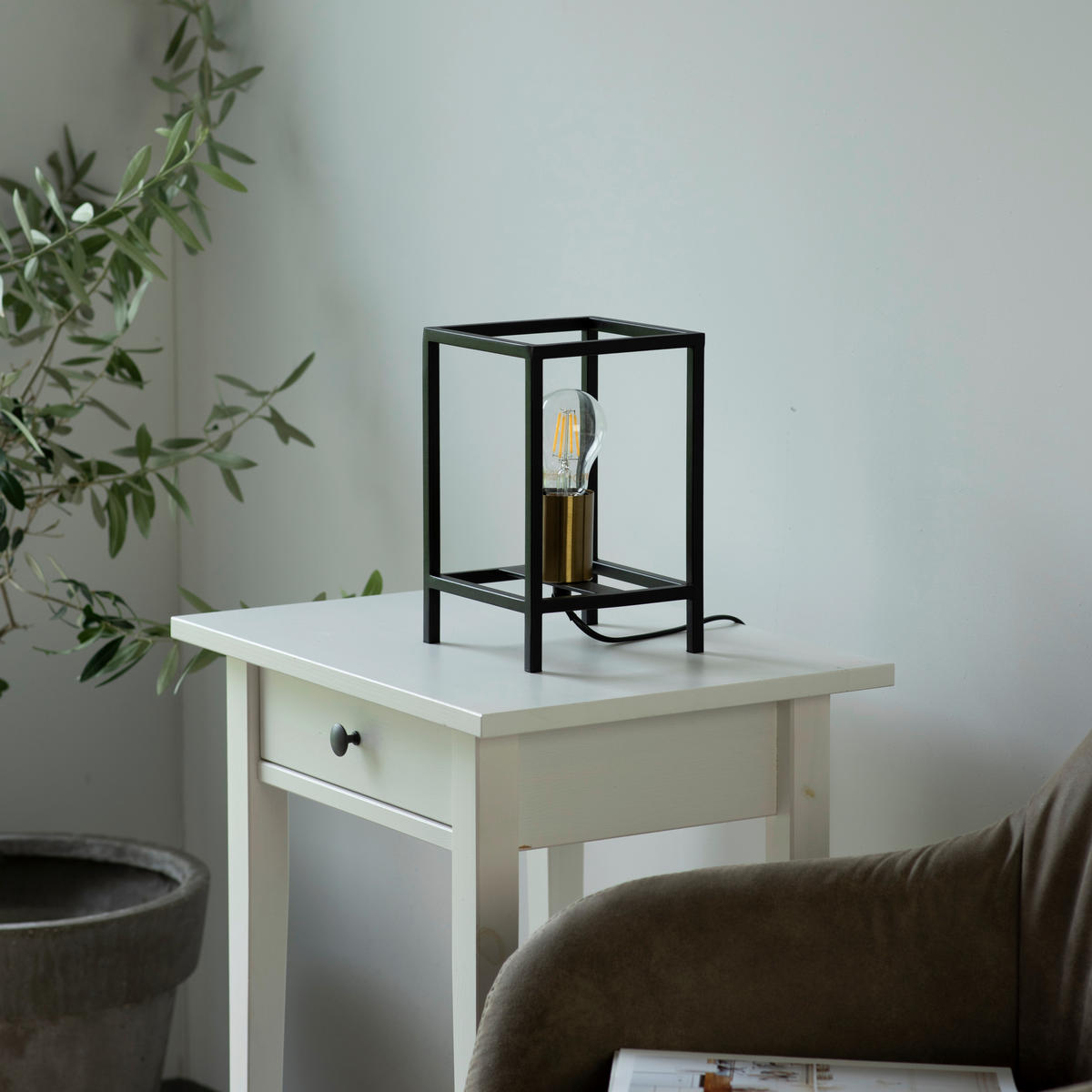 TISCHLEUCHTE FABIO Fabio 15/15/23,5 cm   - Messingfarben, Design, Kunststoff/Metall (15/15/23,5cm)