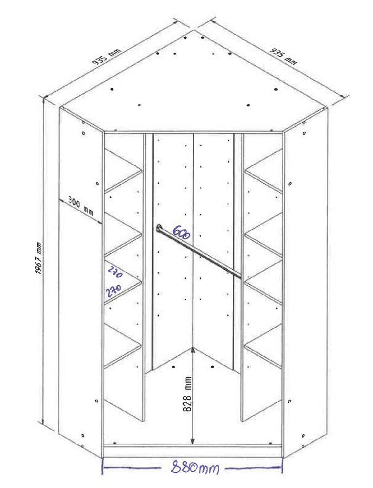 ECKKLEIDERSCHRANK  - Weiss/Eichefarben, Design, Holzwerkstoff/Kunststoff (95/198cm) - MID.YOU