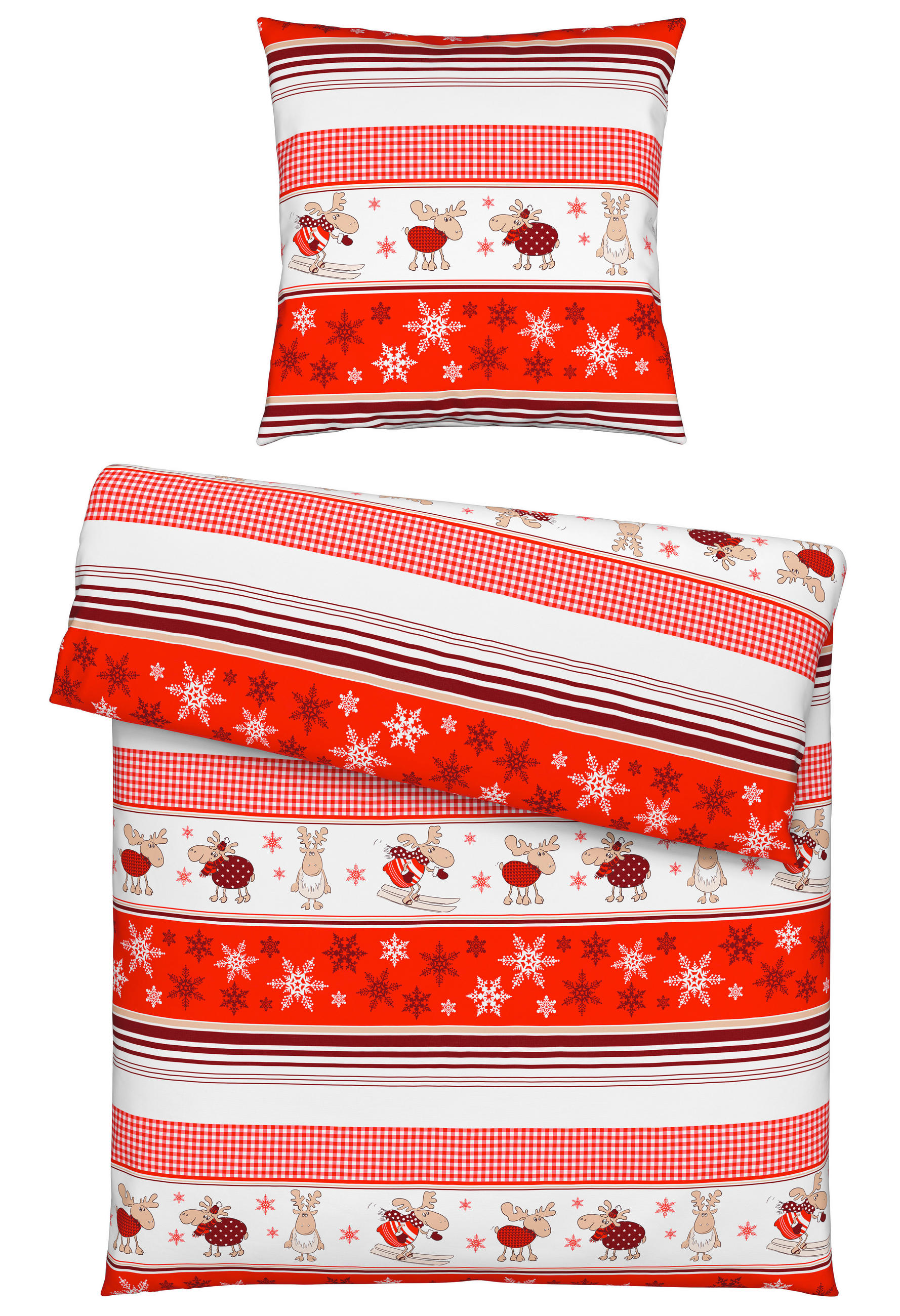 E-shop Esposa POSTEĽNÁ BIELIZEŇ, flanel, červená, biela, 135/200 cm