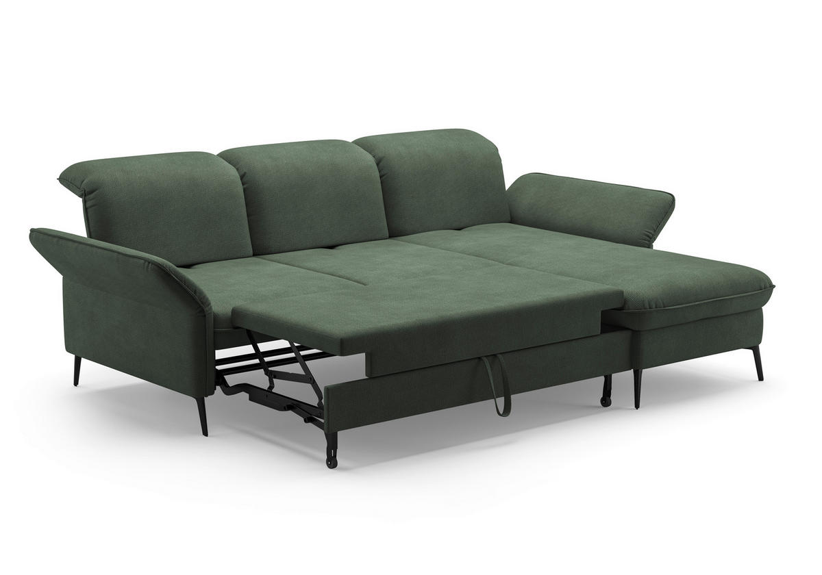 ECKSOFA in Flachgewebe Grün  - Schwarz/Grün, Konventionell, Textil/Metall (264/198cm) - Sit & More
