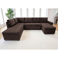 WOHNLANDSCHAFT TERMOLI Braun Cord  - Schwarz/Braun, Design, Kunststoff/Textil (155/296/155cm) - MID.YOU