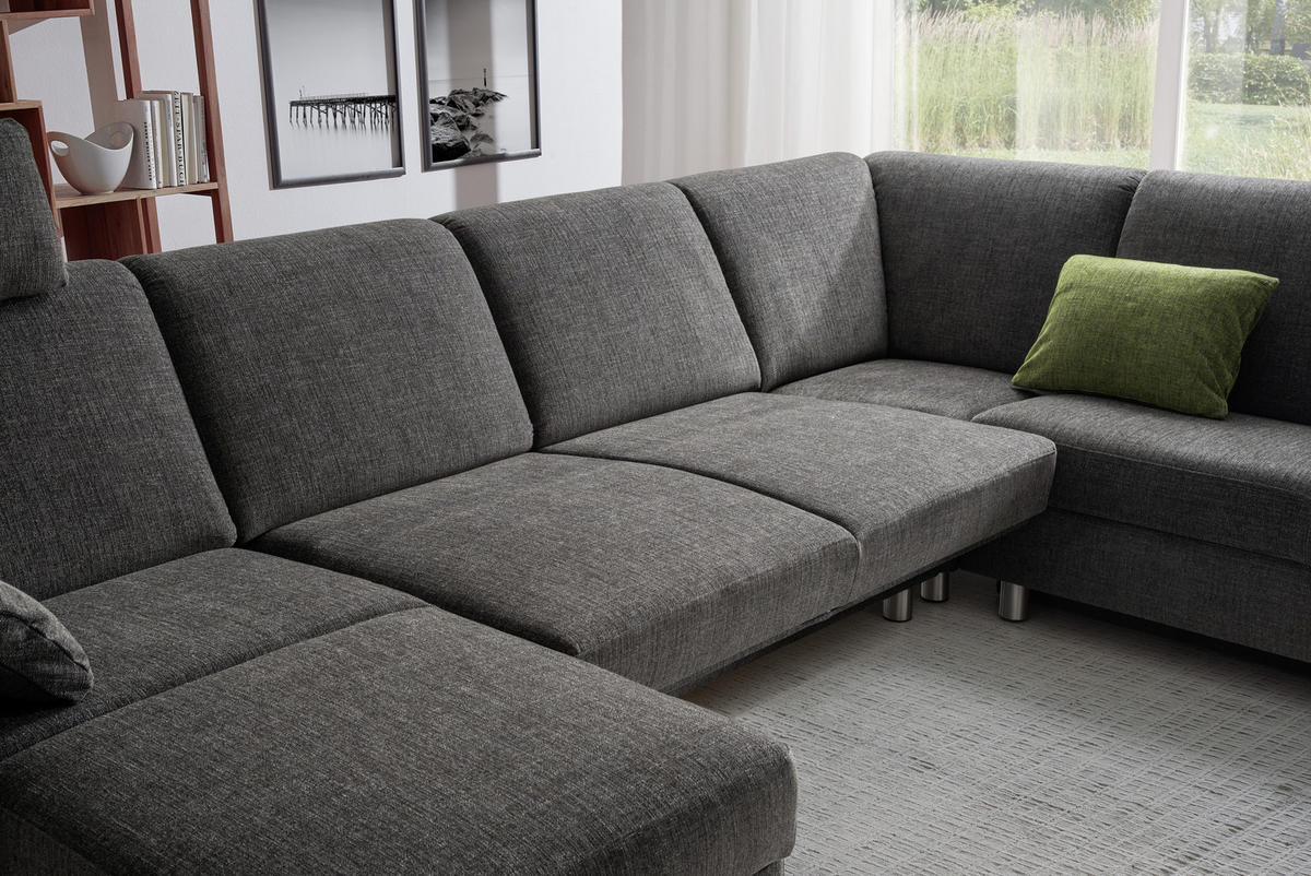 WOHNLANDSCHAFT in Chenille Anthrazit  - Anthrazit/Alufarben, KONVENTIONELL, Textil (158/323/237cm) - Sedda