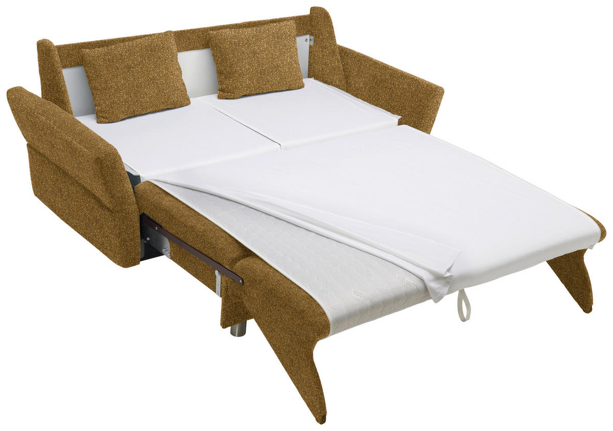 SCHLAFSOFA  in Mikrovelours Senfgelb  - Senfgelb/Alufarben, KONVENTIONELL, Kunststoff/Textil (176/88/91cm) - Sedda