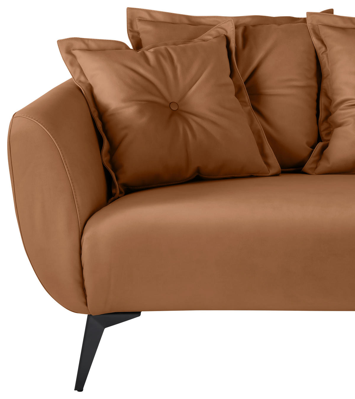 3-SITZER-SOFA in Lederlook Cognac  - Cognac/Schwarz, Modern, Textil/Metall (236/94/103cm) - Livetastic