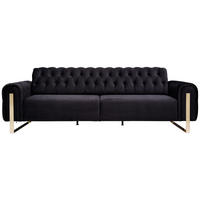 3-SITZER-SOFA Velours Schwarz  - Goldfarben/Schwarz, KONVENTIONELL, Textil/Metall (264/90/97cm) - Carryhome