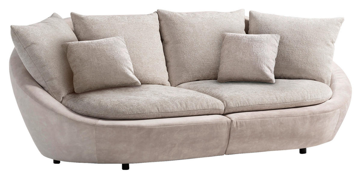BIGSOFA Chenille Silberfarben, Beige  - Beige/Silberfarben, MODERN, Kunststoff/Textil (237/87/131cm) - Trendmanufaktur