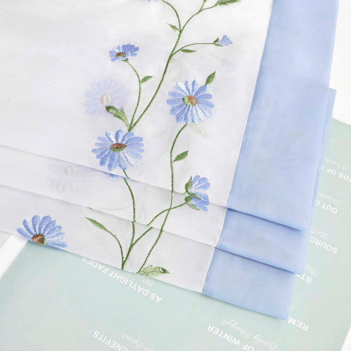 KURZGARDINE   120/45 cm   - Weiß/Hellblau, Basics, Textil (120/45cm) - Joyswahl