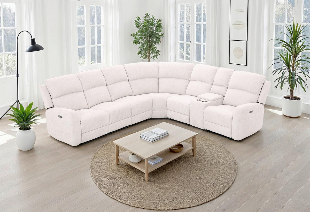 ECKSOFA NOX Weiß Leinenoptik  - Schwarz/Weiß, KONVENTIONELL, Kunststoff/Textil (265/240cm) - Livetastic