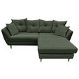 ECKSOFA Olivgrün Feincord  - Buchefarben/Olivgrün, KONVENTIONELL, Holz/Textil (211/154cm) - Carryhome