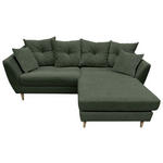 ECKSOFA Olivgrün Feincord  - Buchefarben/Olivgrün, KONVENTIONELL, Holz/Textil (211/154cm) - Carryhome