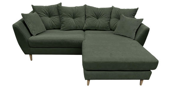ECKSOFA Olivgrün Feincord - Buchefarben/Olivgrün, KONVENTIONELL, Holz/Textil (211/154cm) - Carryhome