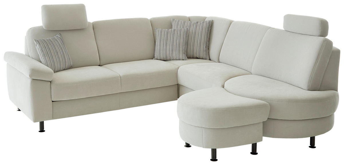 ECKSOFA in Flachgewebe Silberfarben  - Silberfarben/Schwarz, Konventionell, Textil/Metall (248/252cm) - Beldomo Comfort