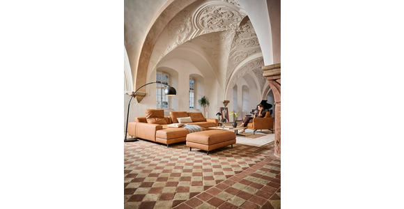 ECKSOFA  in Echtleder Hellbraun  225/355 cm  - Hellbraun/Anthrazit, Design, Leder/Metall (225/355cm) - Johann Jakob