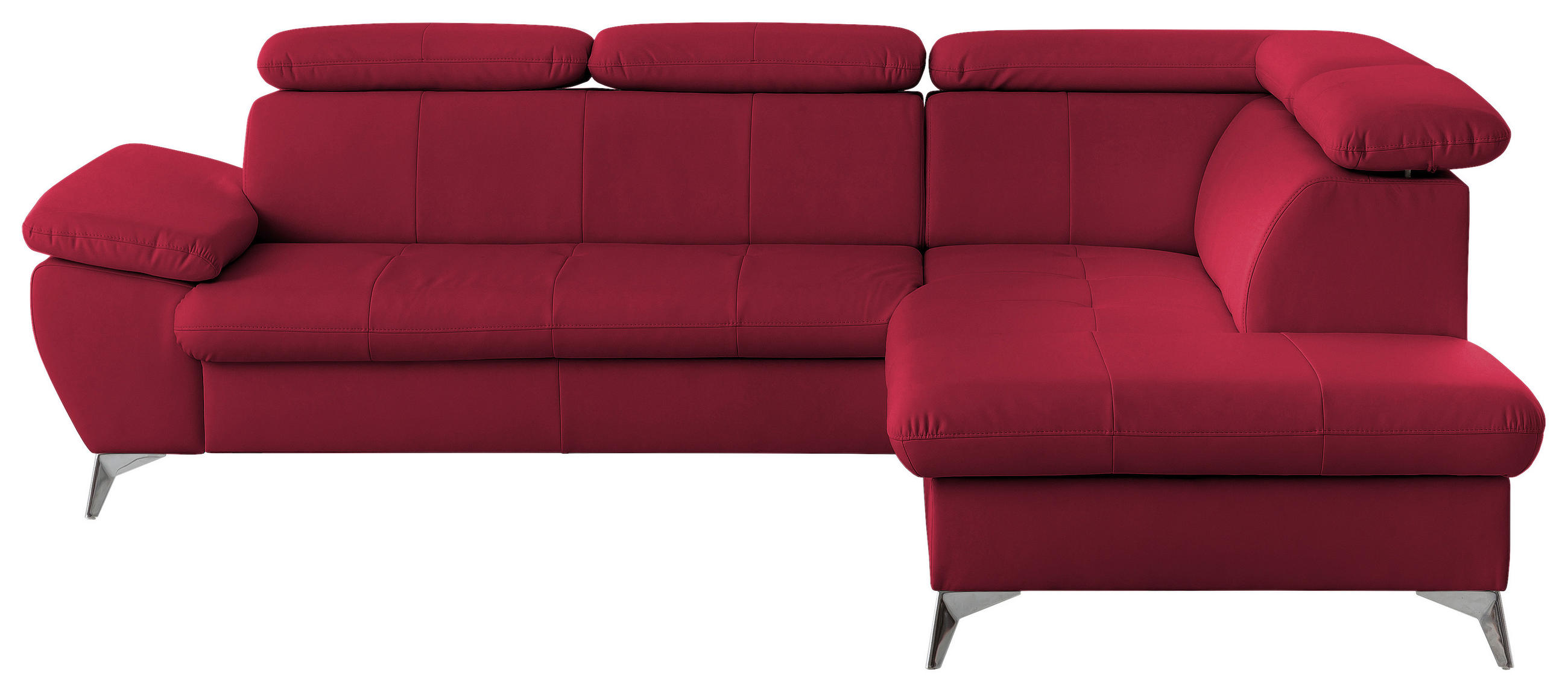 ECKSOFA Rot Lederlook  - Chromfarben/Rot, KONVENTIONELL, Textil/Metall (256/209cm) - Livetastic