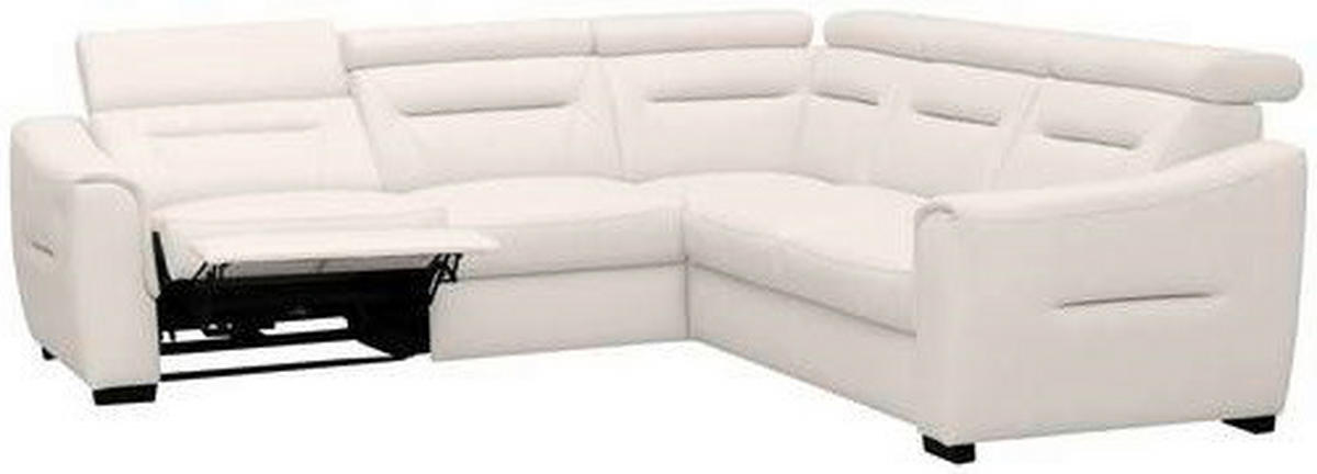 ECKSOFA Creme Echtleder Lederlook Schlaffunktion, Rücken echt, Relaxfunktion, Kopfteilverstellung  - Wengefarben/Creme, Design, Leder/Holz (260/260cm) - Celina Home