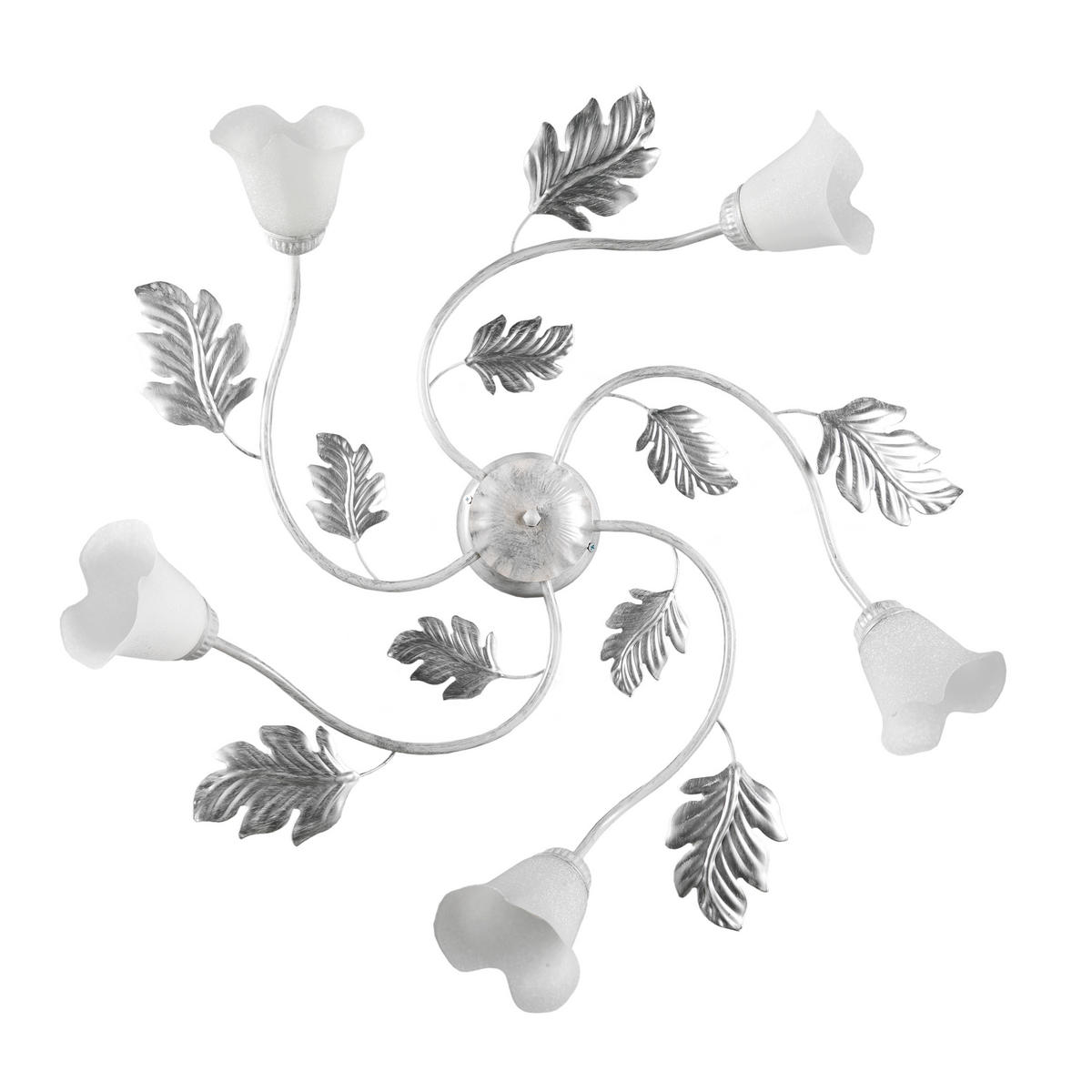 DECKENLEUCHTE  80/20 cm    - Silberfarben/Weiß, KONVENTIONELL, Glas/Metall (80/20cm)