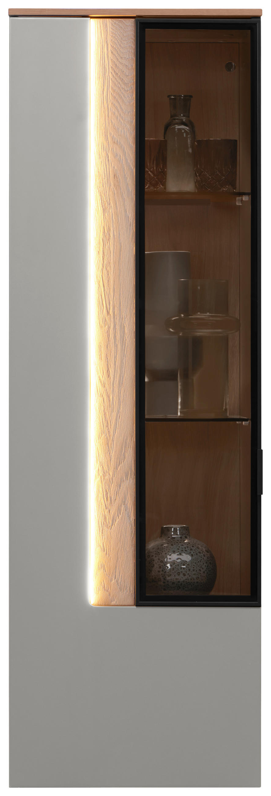 HÄNGEVITRINE  in furniert Eichefarben, Hellgrau  - Eichefarben/Hellgrau, Design, Glas/Holzwerkstoff (45,6/139,4/36cm) - Dieter Knoll