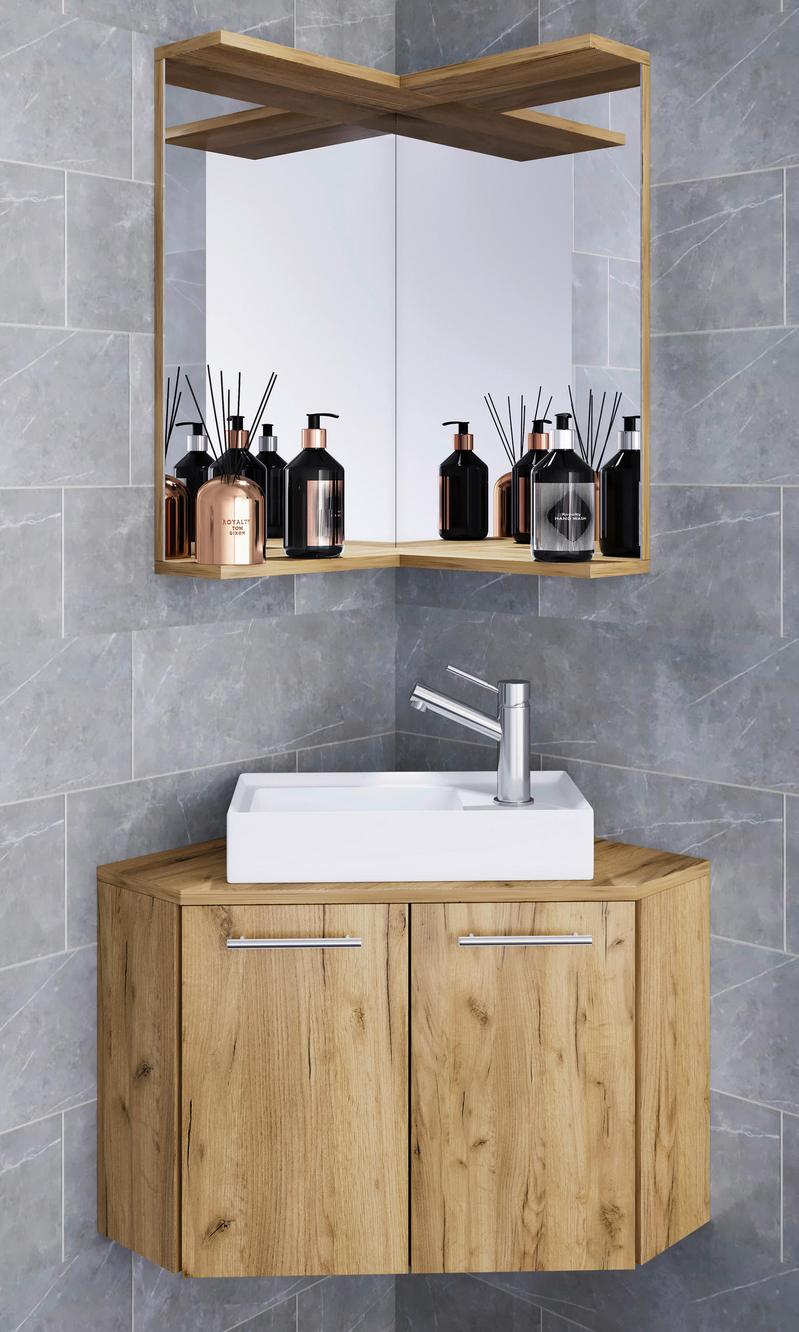 BADEZIMMER  in 50/42/50 cm  - Honigeiche/Weiss, Modern, Keramik/Holzwerkstoff (50/42/50cm) - MID.YOU