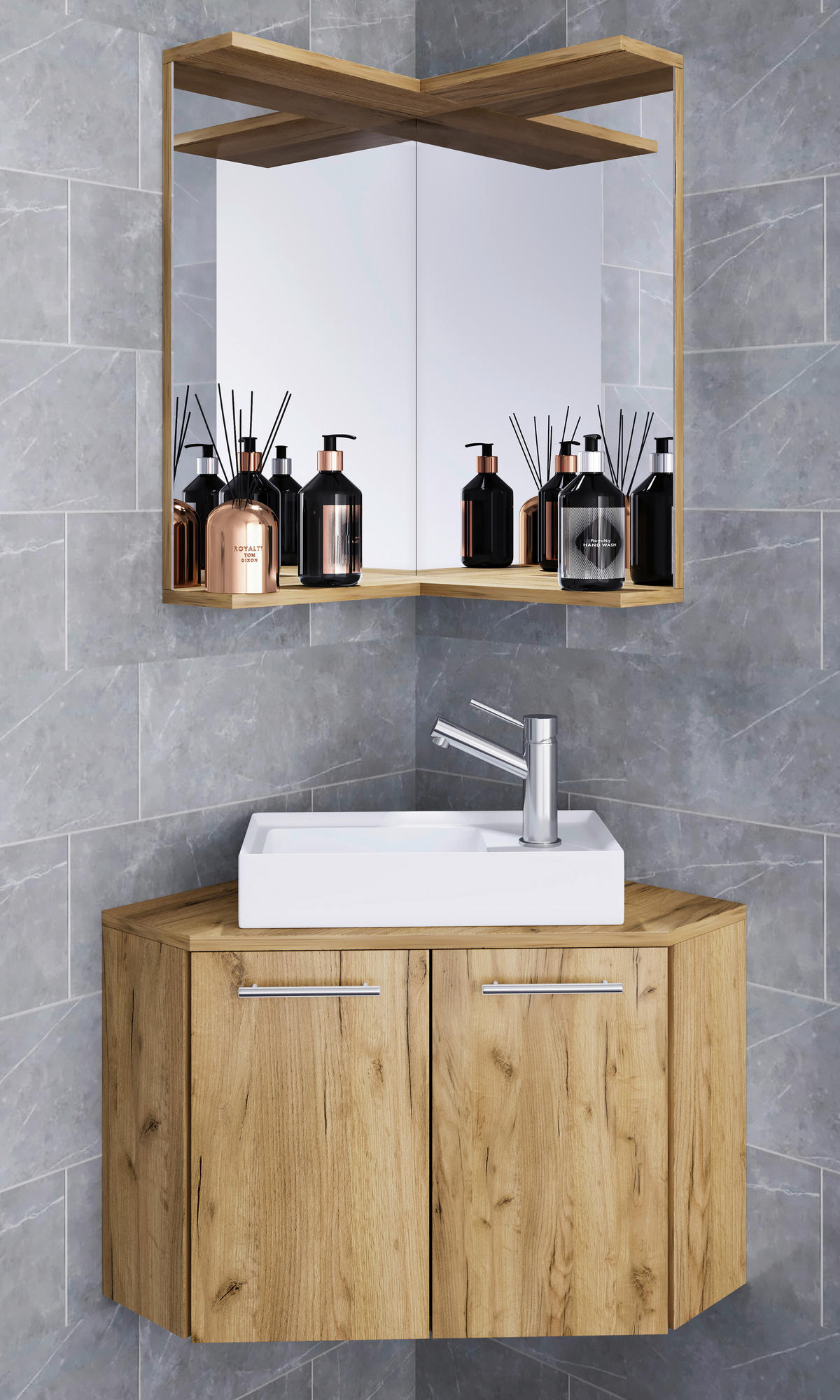 BADEZIMMER  in 50/42/50 cm  - Honigeiche/Weiss, Modern, Keramik/Holzwerkstoff (50/42/50cm) - MID.YOU