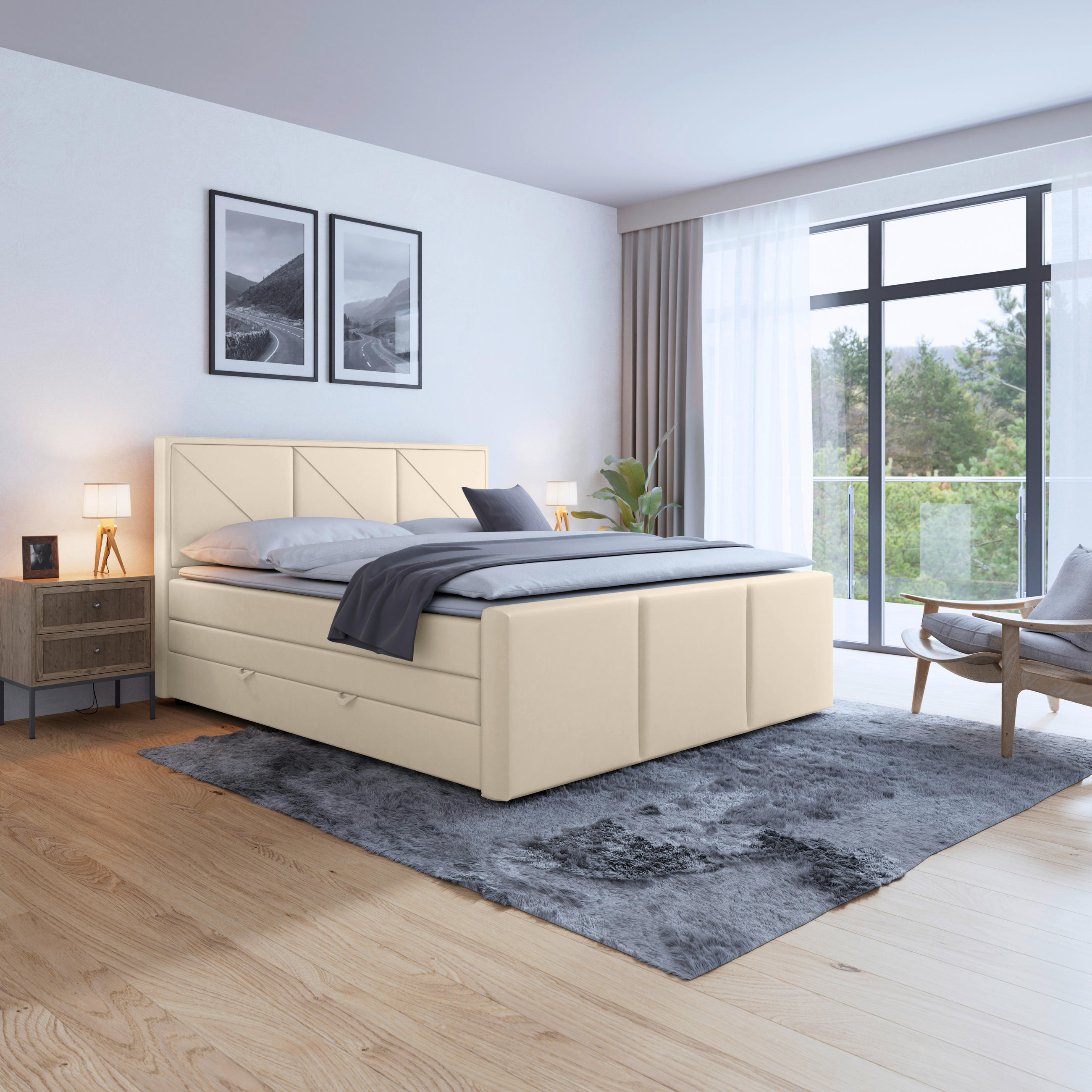 BOXSPRINGBETT 180/200 cm  in  - MODERN, Holz/Kunststoff (180/200cm) - MID.YOU