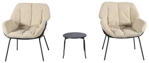 KERTI BÚTORSZETT 3 részes  - bézs/sötétszürke, Basics, textil/fém (69/76/71cm) - Ambia Garden