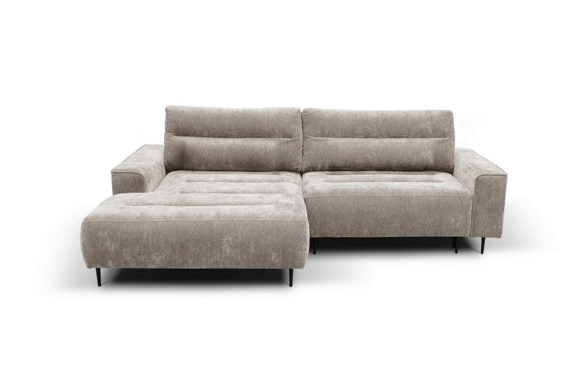 ECKSOFA PABLO Beige Struktur Rückenkissen, Bettkasten  - Beige/Schwarz, Design, Holz/Textil (160/260cm) - MID.YOU